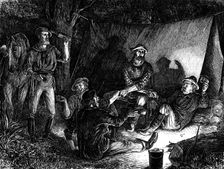 Australian diggers keeping Christmas Eve - "Auld Lang Syne"; drawn by W. Ralston, 1873. Creator: Joseph Swain