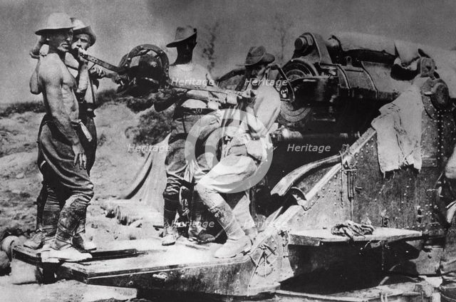 Australian howitzer on the Somme front, World War I, c1914-c1918. Creator: Unknown.