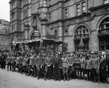 Australian soldiers outside the Union Jack Club, 91A Waterloo Road, Lambeth, London, June 1915. Artist: H Bedford Lemere