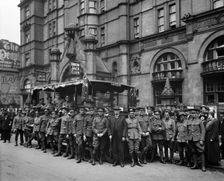 Australian soldiers outside the Union Jack Club, 91A Waterloo Road, Lambeth, London, June 1915. Artist: H Bedford Lemere