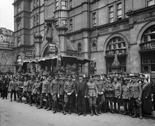 Australian soldiers outside the Union Jack Club, 91A Waterloo Road, Lambeth, London, June 1915. Artist: H Bedford Lemere
