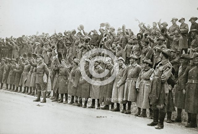 Australians cheer King George V, France, World War I, 1916. Creator: Unknown.
