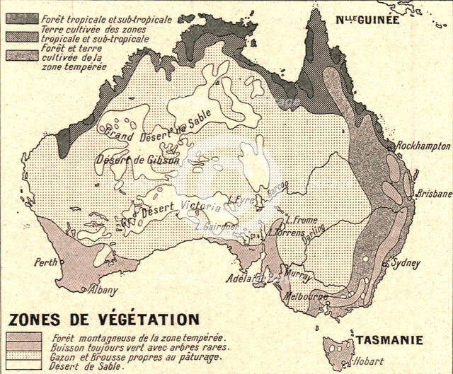 ''Australie Zones de Vegetation; Les Terres Du Pacifique', 1914. Creator: Unknown.