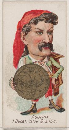 Austria, 1 Ducat, from the series Coins of All Nations (N72, variation 1) for Duke brand c..., 1889. Creator: Unknown
