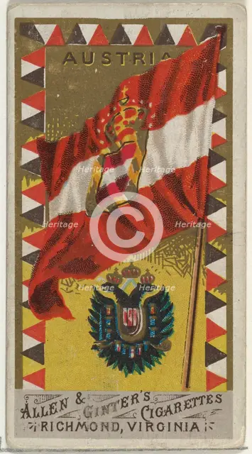 Austria, from Flags of All Nations, Series 1 (N9) for Allen & Ginter Cigarettes Brands, 1887. Creator: Allen & Ginter.