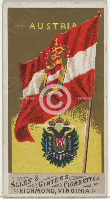 Austria, from Flags of All Nations, Series 1 (N9) for Allen & Ginter Cigarettes Brands, 1887. Creator: Allen & Ginter.