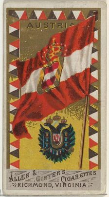 Austria, from Flags of All Nations, Series 1 (N9) for Allen & Ginter Cigarettes Brands, 1887. Creator: Allen & Ginter