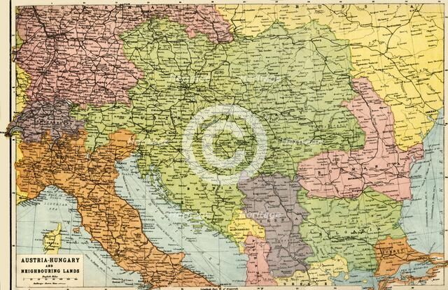 'Austria-Hungary and Neighbouring Lands - Map, 1920. Creator: John Bartholomew & Son.