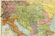 Austria-Hungary and Neighbouring Lands - Map, 1920. Creator: John Bartholomew & Son