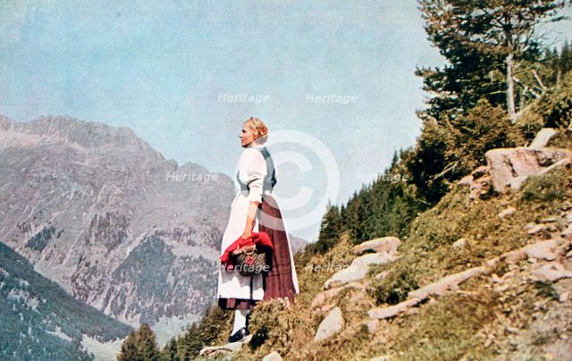Austrian woman in traditional dress of the Tyrol, 1941. Artist: Unknown