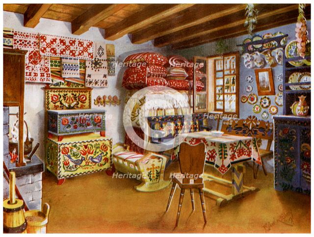 Austro-Hungarian peasant furniture, 1911-1912.Artist: Edwin Foley