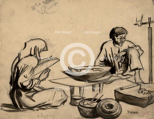 Avurhu dinner, Selkups, 1920. Creator: A. G. Vargin.