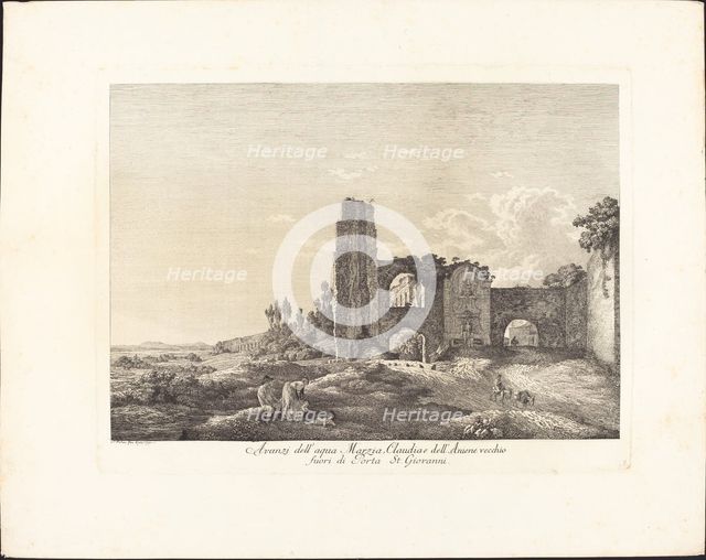 Avanzi dell'acqua Marzia, Claudia e dell'Aniene vecchio, 1793. Creator: Jacob Wilhelm Mechau.