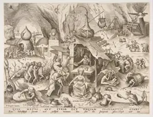 Avarice (Avaritia) from the series The Seven Deadly Sins, 1558. Creator: Philip Galle