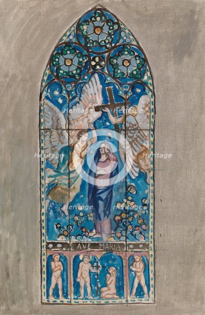 Ave Maria, sketch for a stained glass window in Pori Church, 1924. Creator: Magnus Enckell.