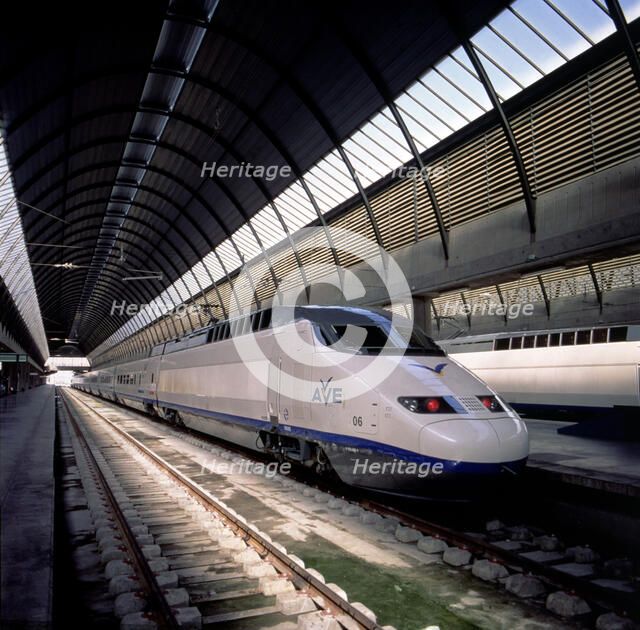 AVE train in the Santa Justa station in Seville.