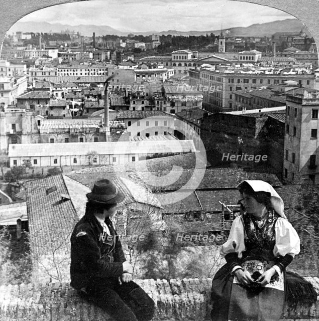 Aventine Hill and the Alban Hills, Rome, Italy.Artist: Underwood & Underwood