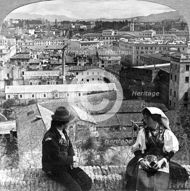 Aventine Hill and the Alban Hills, Rome, Italy.Artist: Underwood & Underwood