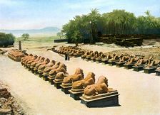 Avenue of ram-headed sphinxes, temple of Amun-Re, Karnak, Luxor, Egypt, 20th century