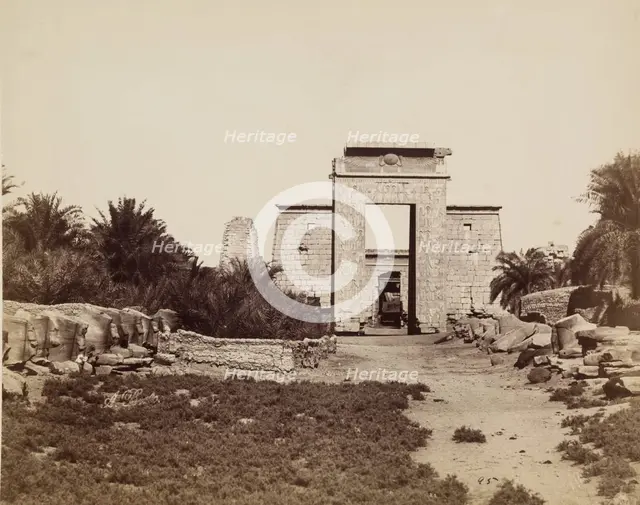 Avenue of the Sphinxes and Ptolemaic Gate, Temple of Karnak. Luxor, East Bank, between 1860 and 1903 Creator: Antonio Beato.