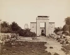 Avenue of the Sphinxes and Ptolemaic Gate, Temple of Karnak. Luxor, East Bank, between 1860 and 1903 Creator: Antonio Beato