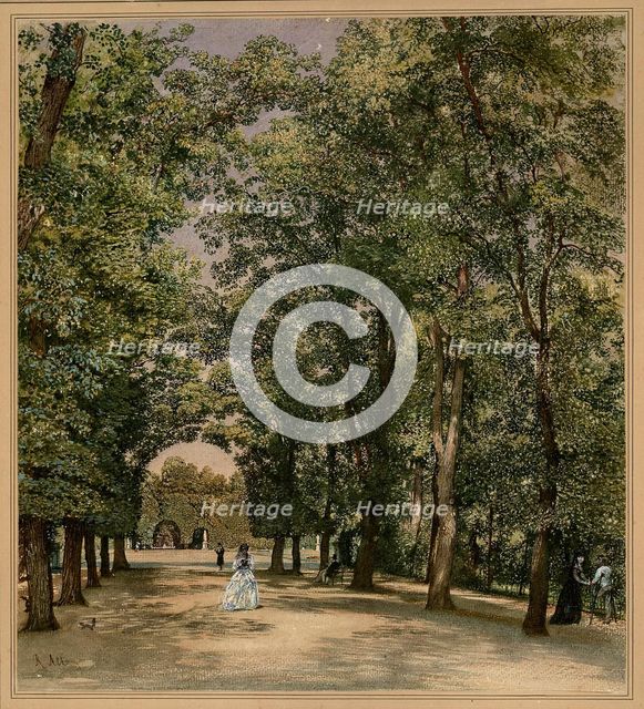 Avenue in the Schönbrunn palace park, ca 1871-1874.