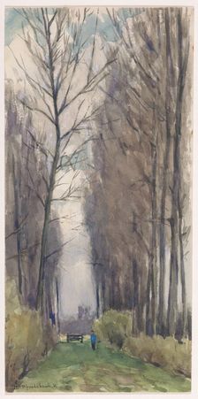 Avenue with tall trees, 1870-1920. Creator: Willem Wenckebach