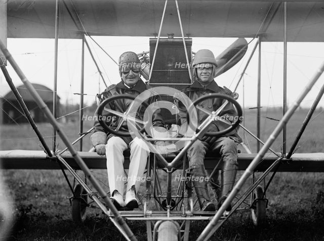 Aviation, Navy - Commodore J.C. Gillmore In Curtiss Headless Plane, Dual Control..., 1912. Creator: Harris & Ewing.