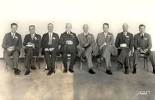 Aviation pioneers at a conference, Langley Field, Virginia, USA, May 23, 1934. Creator: Unknown