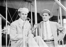 Aviator Harry Atwood, in Plane with Leo Stevens, 1911. Creator: Harris & Ewing