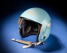 Aviator helmet belonging to Sally K. Ride, ca. 1983. Creator: Sierra Engineering Co.