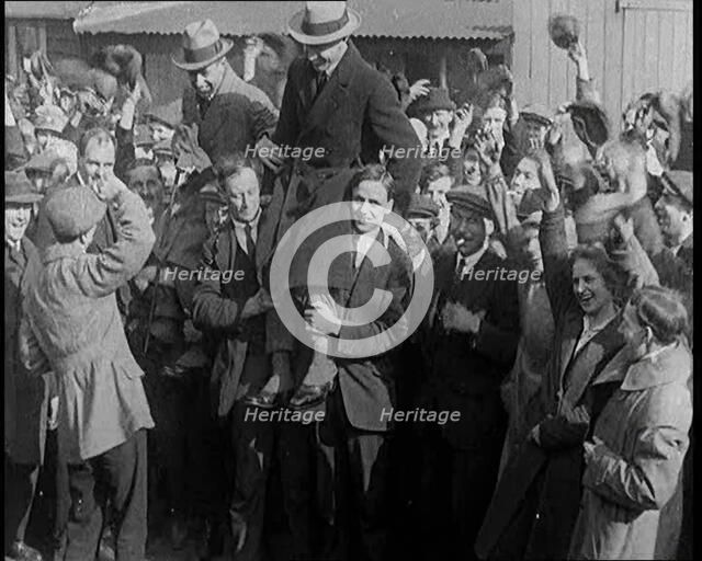 Aviators Captain Sir Ross Macpherson Smith and Lieutenant Sir Keith Macpherson Smith Being..., 1921. Creator: British Pathe Ltd.