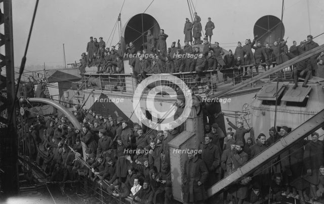 Aviators on RMS Mauretania, 1918. Creator: Bain News Service.