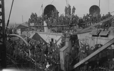 Aviators on RMS Mauretania, 1918. Creator: Bain News Service