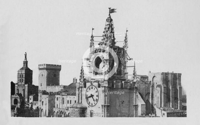 'Avignon - The Jacquemart Tower, Church Notre-Dame of Doms and Popes Palace', c1925. Artist: Unknown.
