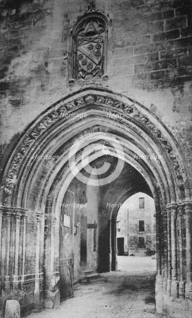 'Avignon - Popes Palace. - Principal Entrance. - And Heraldry of Clément VI', c1925. Artist: Unknown.