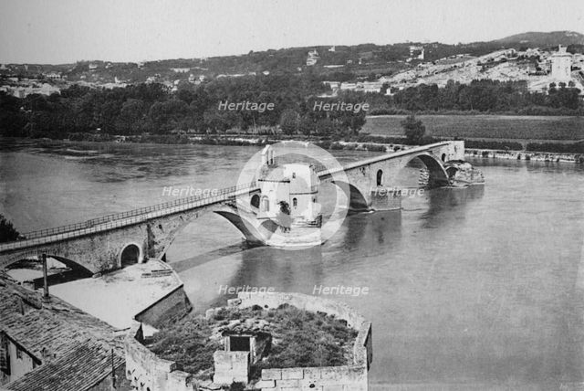'Avignon - St. Benezet Bridge and Rhone Valley, View Taken From Doms Fort', c1925. Artist: Unknown.