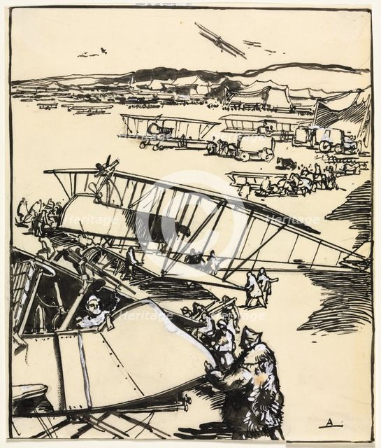 Avions reposant sur le terrain (recto and verso), 1914. Creator: Auguste Louis Lepère (French, 1849-1918).