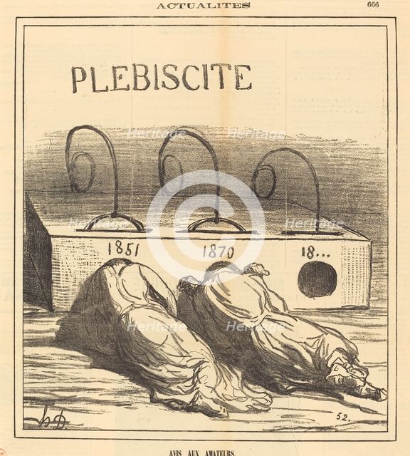 Avis aux amateurs, 1871. Creator: Honore Daumier.