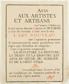 Avis aux Artistes et Artisans, October 1895. Creator: Georges Lemmen