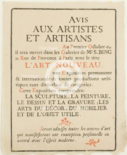 Avis aux Artistes et Artisans, October 1895. Creator: Georges Lemmen.