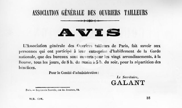Avis, from French Political posters of the Paris Commune,  May 1871. Artist: Unknown
