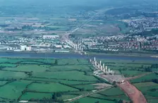 Avonmouth Bridge under construction, Shirehampton, Bristol, 1970. Artist: Jim Hancock