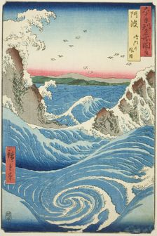 Awa Province: Naruto Whirlpools (Awa, Naruto no fuha), from the series "Famous Places..., 1855. Creator: Ando Hiroshige