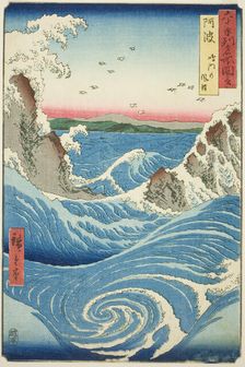 Awa Province: Naruto Whirlpools (Awa, Naruto no fuha), from the series "Famous Places..., 1855. Creator: Ando Hiroshige