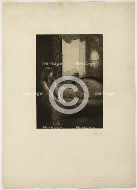 Awakening, plate eight from A Love, 1887, signed and dated in 1903. Creator: Max Klinger.