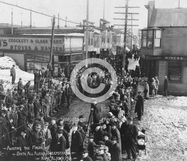 Awaiting the finish at the Sixth All Alaska Sweepstakes, 1913. Creator: Unknown.