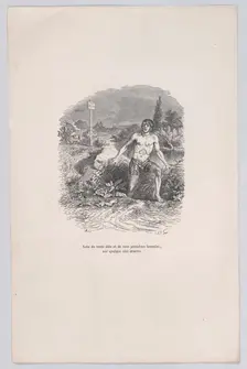 Away from all help and without pants, on some deserted shore from the Little Miseries of H..., 1843. Creator: Jean Ignace Isidore Gerard