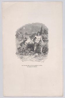 Away from all help and without pants, on some deserted shore from the Little Miseries of H..., 1843. Creator: Jean Ignace Isidore Gerard