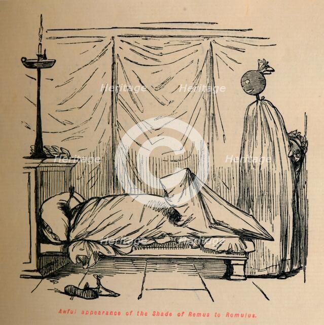 'Awful appearance of the Shade of Remus to Romulus', 1852. Artist: John Leech.